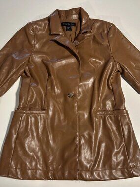 Rachel Zoe Camel Brown Faux Leather Single-Button Jacket